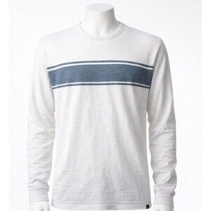 FAHERTY Sunwash Shirt Mens 2XL White Surf Stripe Slub Organic Cotton Long Sleeve